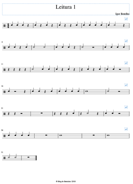 Leitura de Partitura de Bateria - Leitura de Exemplo